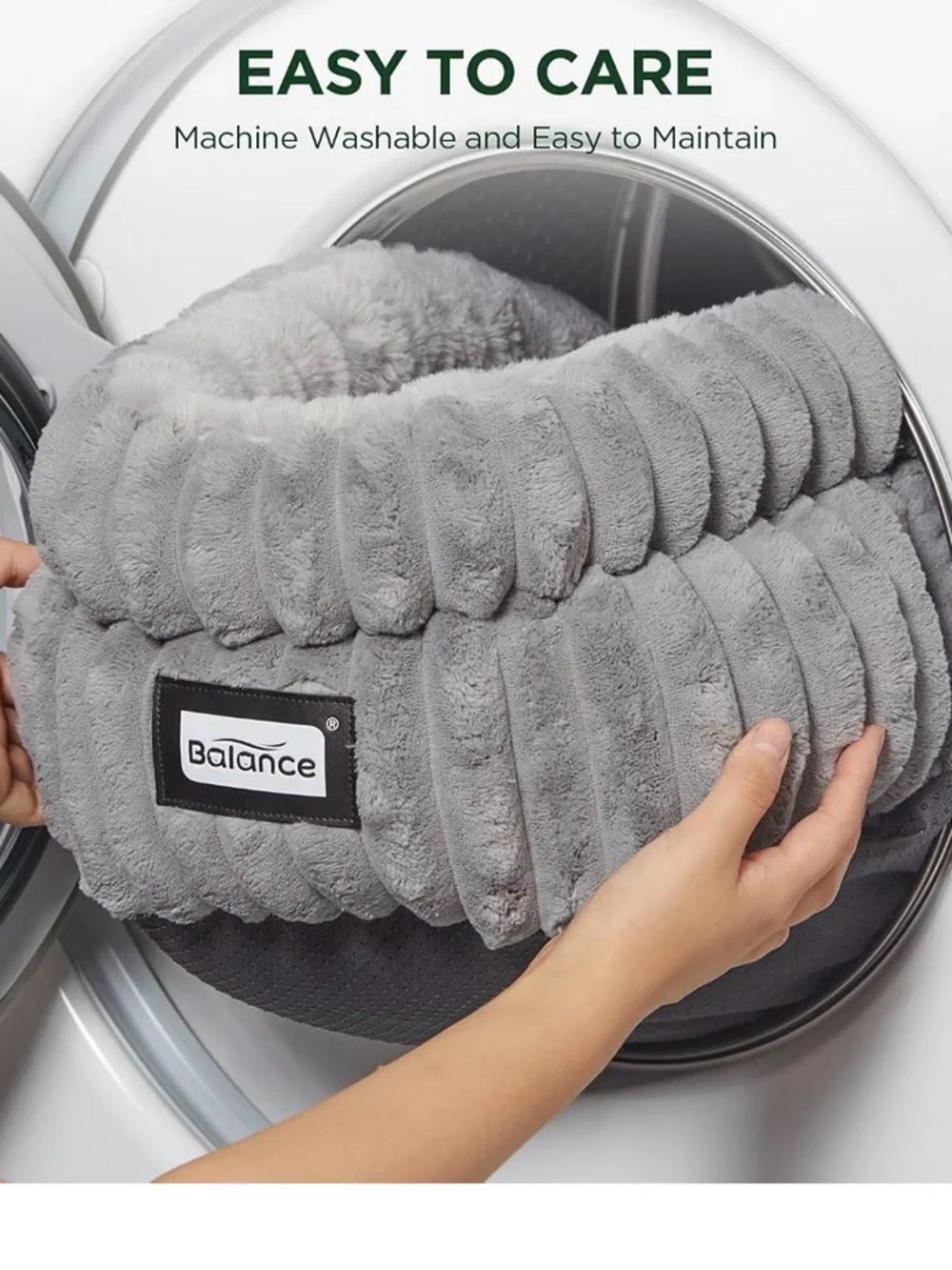 Balance Washable Round Plush Faux Fur Pet Bed Cat / Small Dog